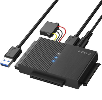 FIDECO USB 3.0 to IDE & SATA Adapter, External SATA & IDE Converter for 2.5" & 3.5" HDD or SSD with Power Supply - Imported from UK